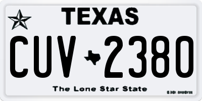 TX license plate CUV2380