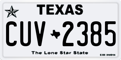 TX license plate CUV2385