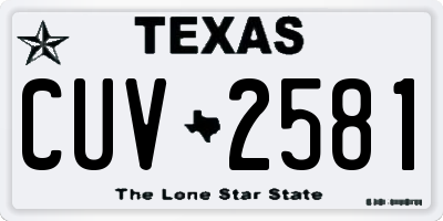 TX license plate CUV2581
