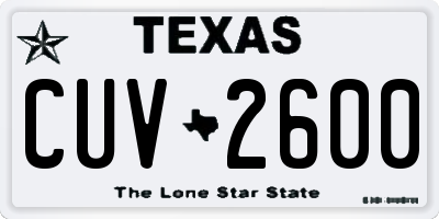 TX license plate CUV2600