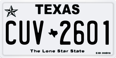TX license plate CUV2601