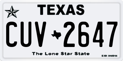 TX license plate CUV2647