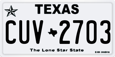 TX license plate CUV2703