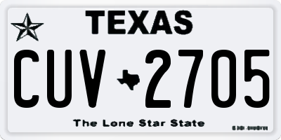 TX license plate CUV2705