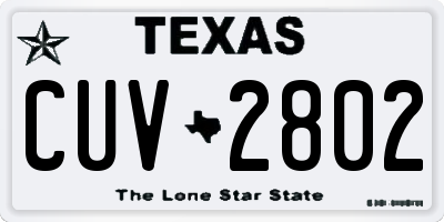 TX license plate CUV2802