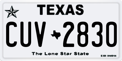 TX license plate CUV2830