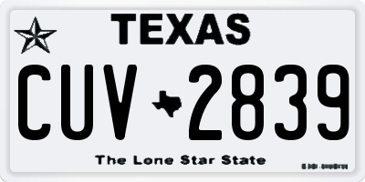 TX license plate CUV2839