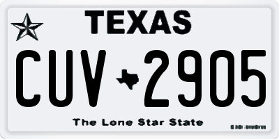 TX license plate CUV2905