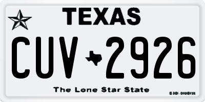TX license plate CUV2926
