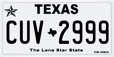 TX license plate CUV2999