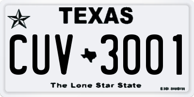 TX license plate CUV3001