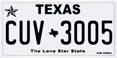 TX license plate CUV3005