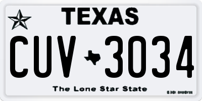 TX license plate CUV3034