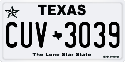 TX license plate CUV3039