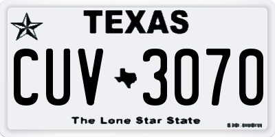 TX license plate CUV3070