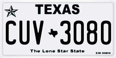 TX license plate CUV3080