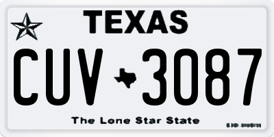TX license plate CUV3087