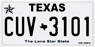 TX license plate CUV3101