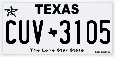 TX license plate CUV3105