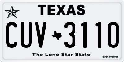 TX license plate CUV3110