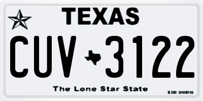 TX license plate CUV3122