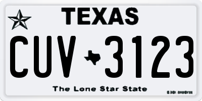 TX license plate CUV3123