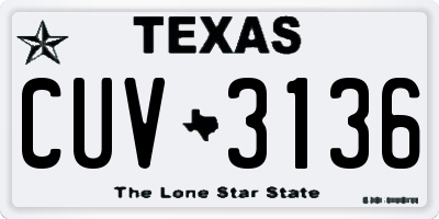 TX license plate CUV3136