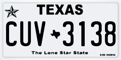 TX license plate CUV3138