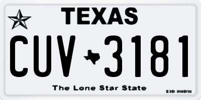 TX license plate CUV3181