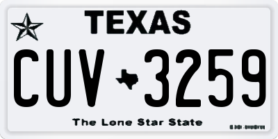 TX license plate CUV3259