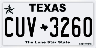 TX license plate CUV3260