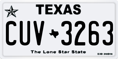 TX license plate CUV3263