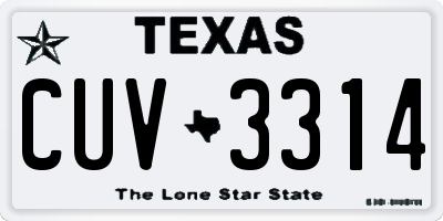 TX license plate CUV3314