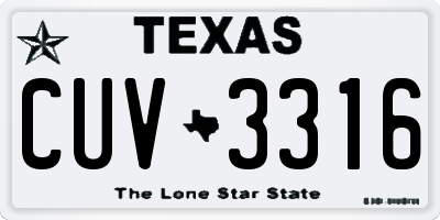 TX license plate CUV3316