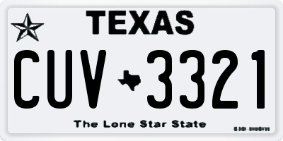 TX license plate CUV3321