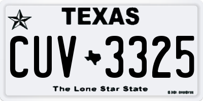 TX license plate CUV3325