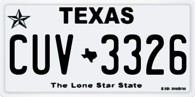 TX license plate CUV3326
