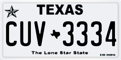 TX license plate CUV3334