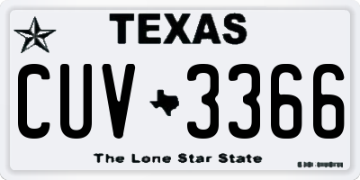 TX license plate CUV3366