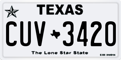 TX license plate CUV3420