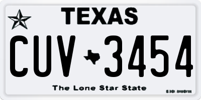 TX license plate CUV3454