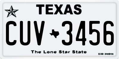 TX license plate CUV3456