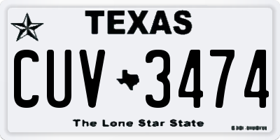 TX license plate CUV3474