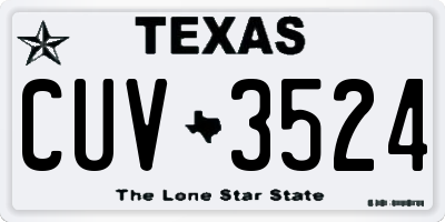 TX license plate CUV3524