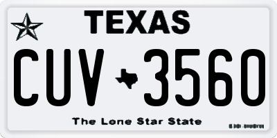 TX license plate CUV3560