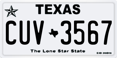 TX license plate CUV3567