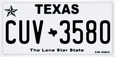 TX license plate CUV3580