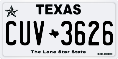TX license plate CUV3626