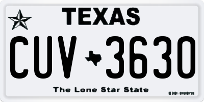TX license plate CUV3630