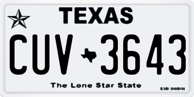 TX license plate CUV3643